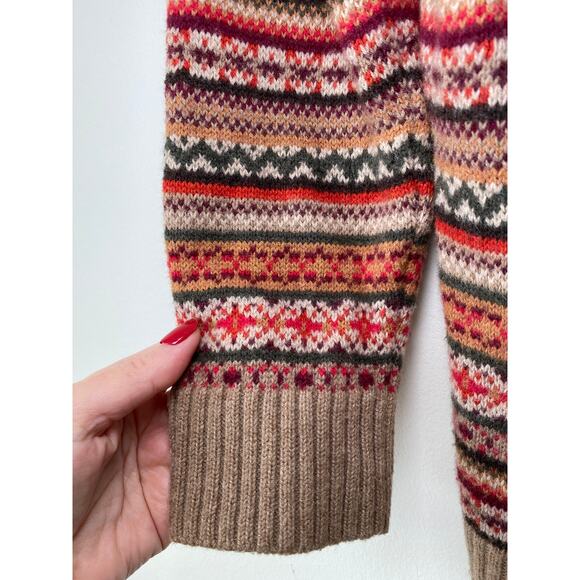 Talbots Nordic Fair Isle Cardigan Sweater Sz MP Scandinavian Cozy Luxury Wool - Picture 5 of 8
